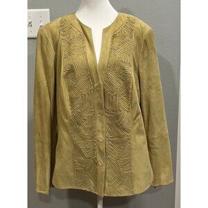 NWOT LAFAYETTE 148 Beige Suede Jacket, Lined, Long Sleeve, Size 14